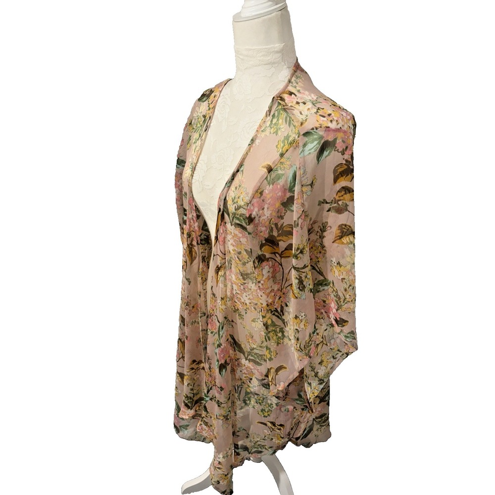 Lauren Conrad Kimono Duster~OS~ Flowy Pink Floral Chiffon Romantic Fairy Whimsy